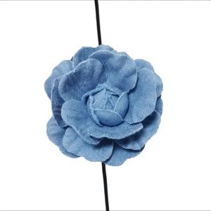 GOTHIC CAMELIA FLOWER DENIM ADJUSTABLE NECKLACE